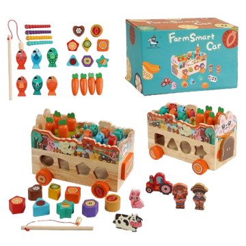 Игрушка деревянная сортер каталка-Farm Smart Car 
