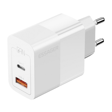 СЗУ блочок ESSAGER 33W USB-A + Type-C Fast Charging Adapter GaN Dual Port
